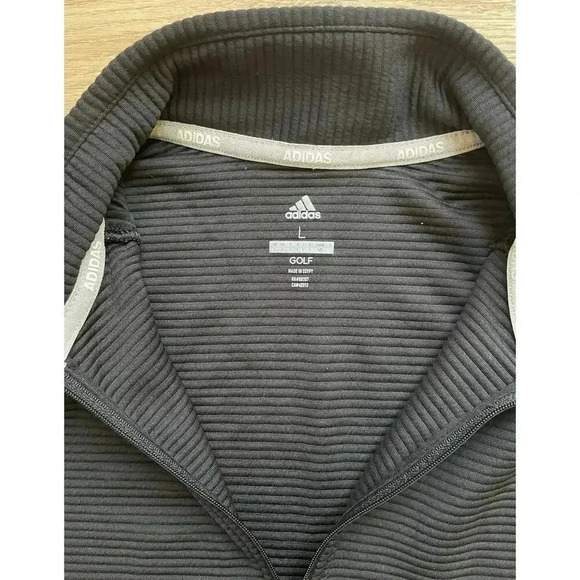 Adidas Golf Essential Women's Ribbed Jacket Textured Black Long Sleeve Sz L - Picture 5 of 11